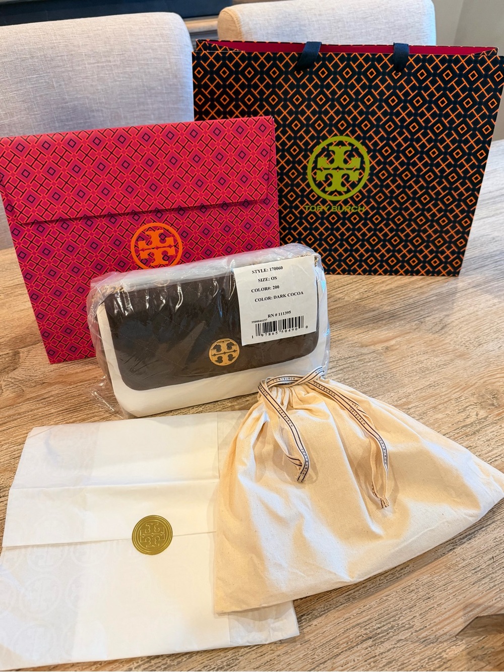 Tory Burch Dark Brown Quilted Suede Chain Shoulder Bag with Gold Hardware NWT - Picture 7 of 8